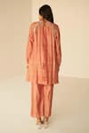Shop_Betrue_Orange Chanderi Cotton Chains, Tie And Dye Shibori Pattern Top & Pant Set _at_Aza_Fashions