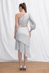 Shop Amrta By Guneet Kondal White Viscose, Georgette Embroidery Asymmetric, One Shoulder Waist Cut Out Dress at Aza Fashions Shop_Amrta By Guneet Kondal_White Viscose, Georgette Embroidery Asymmetric, One Shoulder Waist Cut Out Dress _at_Aza_Fashions