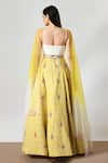 Shop_Salt and Spring_Yellow Jacquard Embellished Beads V Neck Diamond Tile Lehenga Set  _at_Aza_Fashions