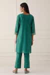 Shop Kamaltaas Green Chanderi Silk, Lining Mulmul Gota, Pittan Embroidered Kurta And Pant Set at Aza Fashions Shop_Kamaltaas_Green Chanderi Silk, Lining Mulmul Gota, Pittan Embroidered Kurta And Pant Set _at_Aza_Fashions