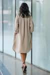 Shop_Leh Studios_Beige 100% Rayon Checkered Collared Neck Broken Fence Shirt Dress  _at_Aza_Fashions