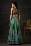 Shop_Shilpi Gupta_Green Blouse  Armani Satin, Skirt  Banana Crepe Printed And High-waisted Set_at_Aza_Fashions