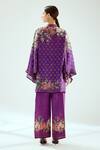 Shop_Rajdeep Ranawat_Purple Satin Printed Floral Permaz Pant _at_Aza_Fashions