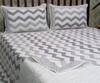 Shop_Cocobee_White Cotton Printed Zigzag Hand Block Bedcover Set_at_Aza_Fashions
