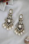 Buy_Do Taara_Silver Plated Polki Floral And Pearl Earrings_at_Aza_Fashions