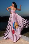 Shop_Babita Malkani_Pink Satin V-neck Abstract Print Dress_at_Aza_Fashions