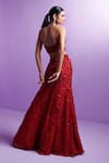 Shop_PARUL GANDHI_Red Embroidered Jewel Silk Organza Vivid Embellished Mermaid Lehenga For Women_at_Aza_Fashions