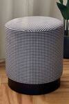 Shop_Mason Home_Black Velvet And Stainless Steel Houndstooth Pouffe_at_Aza_Fashions