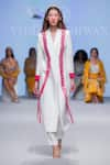 Shop_Vidhi Wadhwani_Off White Crepe Lycra Woven Cord Work Notched Lapel Cilo Long Blazer And Pant Set _at_Aza_Fashions