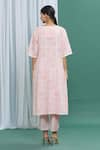 Shop_BANANA labs_Pink Cotton Printed Checkered Round Hand Kurta Set _at_Aza_Fashions