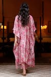 Shop_Harsha Khatry_Pink Tussar, Silk Round Neck Printed Kaftan And Palazzo Set_at_Aza_Fashions