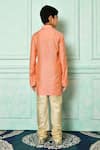 Shop_Petite Pomme_Peach Cotton Patterned Kurta And Churidar Set _at_Aza_Fashions