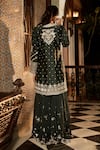 Shop_MATSYA_Green Kurta And Sharara Chanderi Silk & The Nawabi Roohani Set  _at_Aza_Fashions