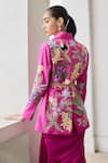 Shop_Betrue_Pink Habutai Silk Embroidered Floral Lapel Collar Jacket _at_Aza_Fashions