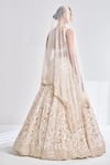 Shop_Seema Gujral_Cream Organza Embroidery Sequin Leaf Neck Floral Bridal Lehenga Set  _at_Aza_Fashions