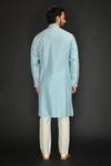 Shop_SAMMOHAN CEREMONIAL_Blue Vis Silk And Spun  Lining 100% Applique Work Kurta Set_at_Aza_Fashions