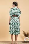 Shop_Divi By Sonal Khandelwal_Green Modal, Satin V-neck Wild Apple Print Kimono Dress _at_Aza_Fashions