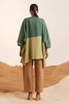 Shop_Cord_Green Linen Cape Open And Crop Top Square June & Pant Set _at_Aza_Fashions