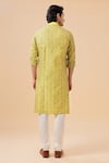 Shop_Raghavendra Rathore Blue_Yellow Raw Silk Embroidery Floral Mandala Kurta _at_Aza_Fashions