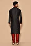 Shop_Arihant Rai Sinha_Black Silk Embroidery Placed Paisley Pattern Kurta Churidar Set _at_Aza_Fashions