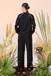 Shop_Shahin Mannan_Black Scuba Crepe Solid Box Pleated Pant  _at_Aza_Fashions