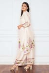 Shop_Sakshi Girri_Ivory Dupion Silk Printed Floral V Neck Kurta And Palazzo Set  _at_Aza_Fashions