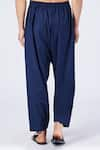 Shop_S&N by Shantnu Nikhil_Blue Cotton Draped Trouser _at_Aza_Fashions