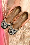Shop Coral Haze Black Valerie Sequin Embroidered Juttis at Aza Fashions Shop_Coral Haze_Black Valerie Sequin Embroidered Juttis _at_Aza_Fashions