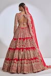 Seema Gujral_Red Georgette Embroidered Gota Patti Tiered Work Bridal Lehenga Set  _Online_at_Aza_Fashions