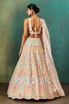 Shop_Aneesh Agarwaal_Ivory Organza, Net, Silk Cut Work, Sequins, Applique, Floral Bridal Lehenga Set _at_Aza_Fashions