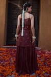 Shop_Kritika Dawar_Brown Silk, Chiffon, Tissue Embroidery, Mirrors Thread And Kurta Sharara Set _at_Aza_Fashions