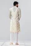 Shop_Shreyansh Designs_Ivory Dupion Silk Floral Cutdana And Pearl Embellished Sherwani _at_Aza_Fashions