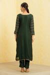 Shop_Khwaab By Sanjana Lakhani_Green Silk Printed Vegetable Zari Work Neck Kurta Pant Set _at_Aza_Fashions