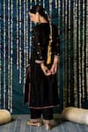 Shop_Maison Shefali_Black Kurta And Dupatta Chanderi Silk Embroidered Marodi Notched Ragini Set _at_Aza_Fashions