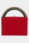Shop_Aanchal Sayal_Red Stone Embroidered Jazz Structured Box Bag_at_Aza_Fashions