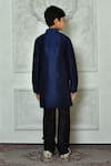Shop_Petite Pomme_Blue Silk Plain Full Sleeve Long Kurta _at_Aza_Fashions