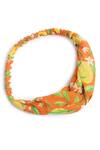 Shop_Tiber Taber_Orange Printed Mango Twist Knot Headband_at_Aza_Fashions
