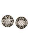 Shop_Palace Of Silver_Silver Plated Geometric Pattern Round Ear Studs_at_Aza_Fashions