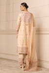 Tarun Tahiliani_Pink Kurta And Trouser Chanderi Printed Kashina Notched Work Set _Online_at_Aza_Fashions