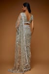 Shop_Neeta Lulla_Grey Tulle Embroidery Crystals V Neck Vesper Sheer Saree With Blouse For Women_at_Aza_Fashions