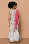 Shop_Pankhuri by Priyanka_White Cambric Cotton Hand Block Print Floral Sleeveless Kurta Gharara Set_at_Aza_Fashions