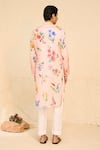 Shop_Chrkha_Pink Cotton Satin Print Floral Tropical Kurta With Pant _at_Aza_Fashions