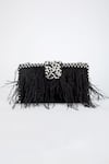 Shop_EENA_Black Kiraz Feather Embellished Clutch_at_Aza_Fashions