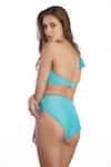 Shop_Kai Resortwear_Blue Halter Criss Cross Waist Cutout Swimsuit  _at_Aza_Fashions