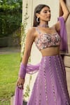 Shop_Richa Jaisinghani Label_Purple Georgette And Net Embroidery Mirror Sweetheart Work Lehenga Set  _at_Aza_Fashions