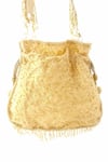 Shop_A Clutch Story_Gold Embellished Silk Pearl Tasselled Potli _at_Aza_Fashions