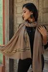 Shop_Dusala_Beige Handwoven Stone Work Shawl_at_Aza_Fashions