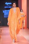 Shop_Arpita Mehta_Orange Georgette Sequins, Mirrors V-neck And Embroidered Kaftan_at_Aza_Fashions
