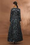 Shop_Samyukta Singhania_Black Embroidery V-neck Chevron And Floral Print Anarkali _at_Aza_Fashions