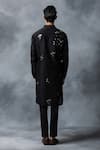 Shop_Sarab Khanijou_Black Chanderi Silk Embroidery Sequin Placement Kurta Set _at_Aza_Fashions